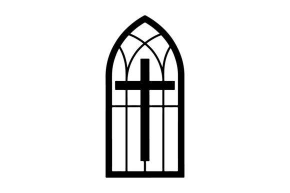 Black Gothic Cross Stained Glass Window: Bold Elegance