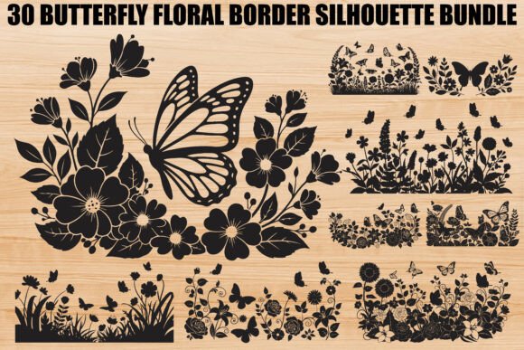 Butterfly Floral Border Bundle: A Designer’s Go-To for Elegant Motifs