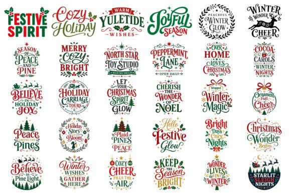 Christmas Winter Typography Bundle Desig: Festive Lettering for Projects