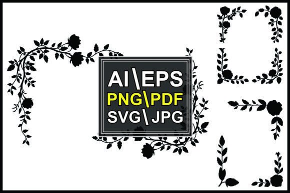 Elegant Botanicals: Silhouettes Floral Vine Patterns Roses