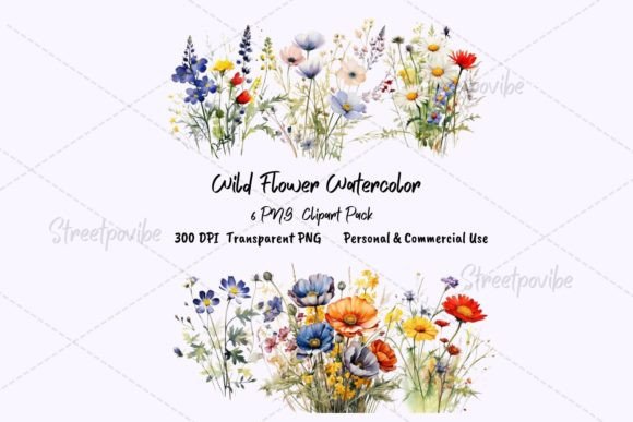 Elevate Your Projects with Wild Flower Watercolor Clipart