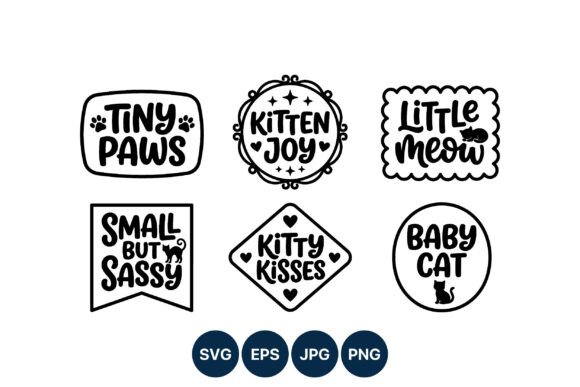 Kitten Phrases Black and White Vector: A Designer's Go-To for Charming Branding