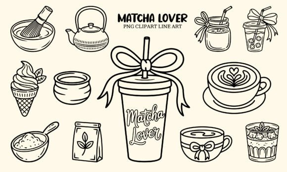 Matcha Lover PNG Clipart Line Art: A Visual Toolkit for Modern Design