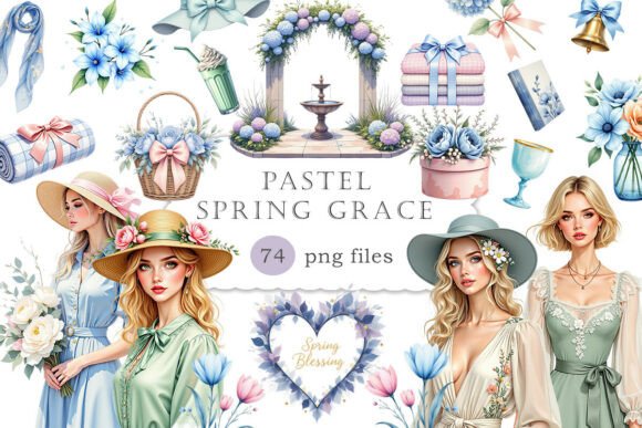 Pastel Spring Grace Clipart PNG: Soft Aesthetics for Modern Design