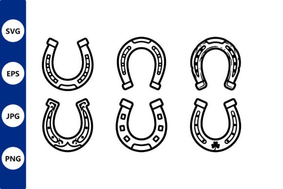 Six Black and White Horseshoe Line Art: A Designer's Lucky Charm