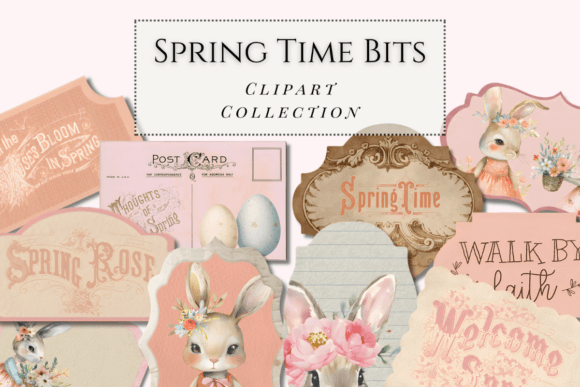 Spring Clipart - in the Garden Labels: A Cottagecore Design Asset