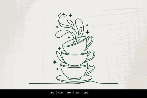 Stacked Coffee Cups Line Art: Your Go-To for Modern Branding