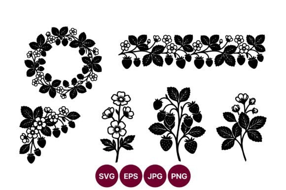 Strawberry Line Art Wreath and Border: A Versatile Collection for Modern Design