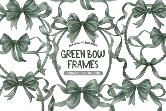 Timeless Elegance: The Green Ribbon Bow Frames Set for Refined Design